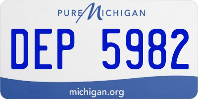 MI license plate DEP5982
