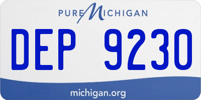 MI license plate DEP9230