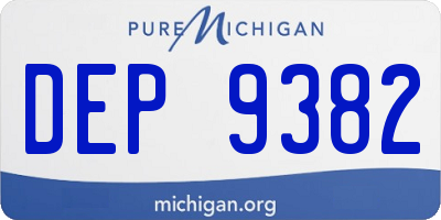 MI license plate DEP9382