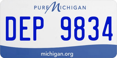 MI license plate DEP9834
