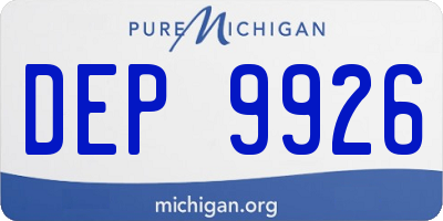 MI license plate DEP9926