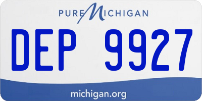 MI license plate DEP9927