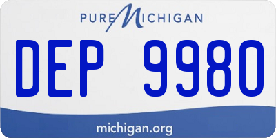 MI license plate DEP9980