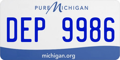 MI license plate DEP9986