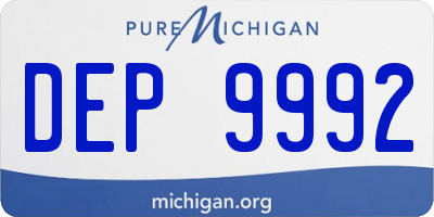 MI license plate DEP9992