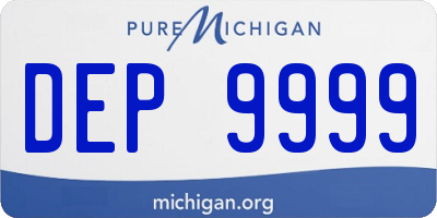 MI license plate DEP9999