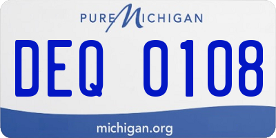 MI license plate DEQ0108