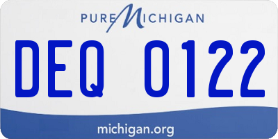 MI license plate DEQ0122