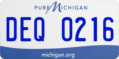 MI license plate DEQ0216