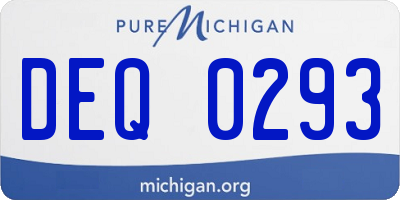 MI license plate DEQ0293