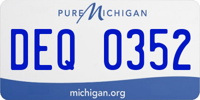 MI license plate DEQ0352