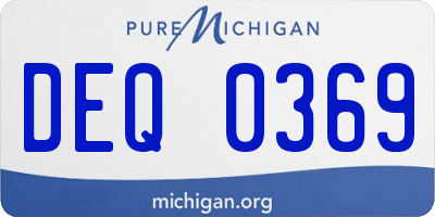 MI license plate DEQ0369