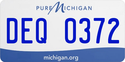MI license plate DEQ0372