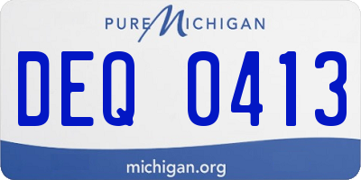 MI license plate DEQ0413