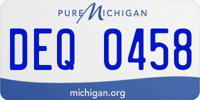 MI license plate DEQ0458