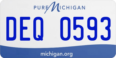 MI license plate DEQ0593