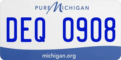 MI license plate DEQ0908