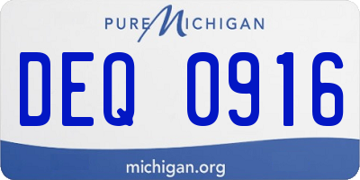 MI license plate DEQ0916