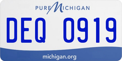 MI license plate DEQ0919