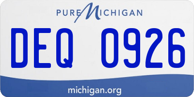 MI license plate DEQ0926