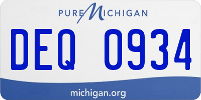 MI license plate DEQ0934