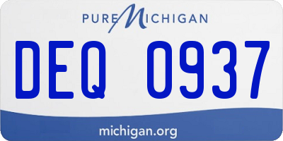 MI license plate DEQ0937