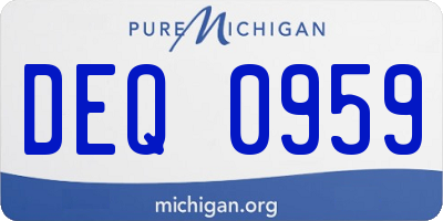 MI license plate DEQ0959