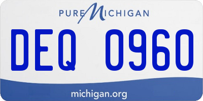 MI license plate DEQ0960
