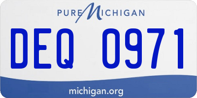 MI license plate DEQ0971