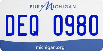 MI license plate DEQ0980