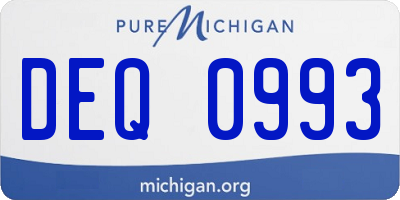 MI license plate DEQ0993
