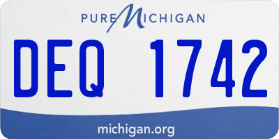 MI license plate DEQ1742