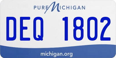 MI license plate DEQ1802