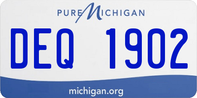 MI license plate DEQ1902