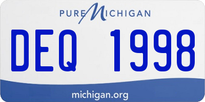 MI license plate DEQ1998