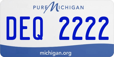 MI license plate DEQ2222