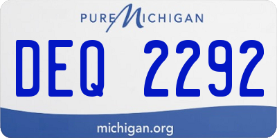 MI license plate DEQ2292
