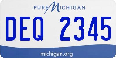MI license plate DEQ2345