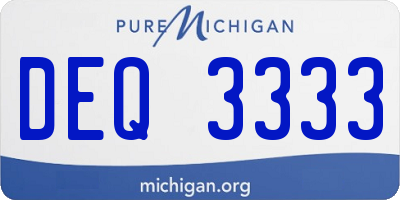 MI license plate DEQ3333