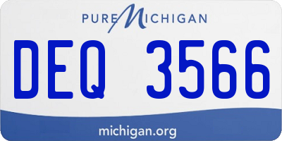 MI license plate DEQ3566