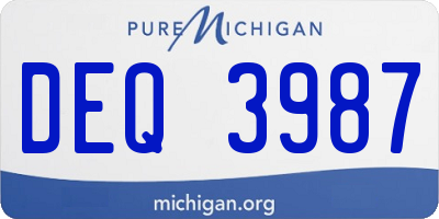 MI license plate DEQ3987