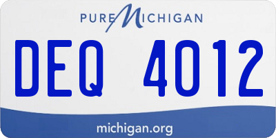 MI license plate DEQ4012