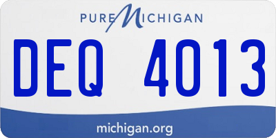 MI license plate DEQ4013