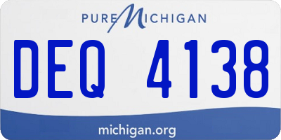 MI license plate DEQ4138