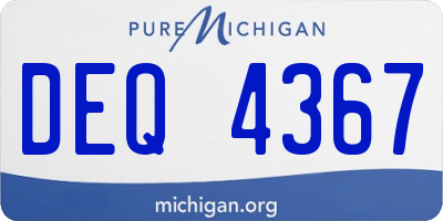 MI license plate DEQ4367