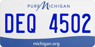 MI license plate DEQ4502