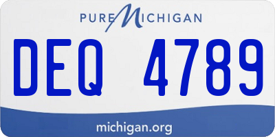 MI license plate DEQ4789
