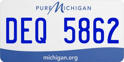 MI license plate DEQ5862