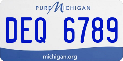 MI license plate DEQ6789