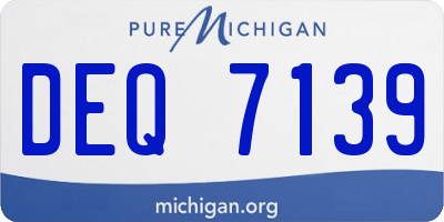 MI license plate DEQ7139